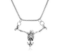Ticome Collana da uomo in stile gotico con teschio, stile punk pirata, in lega di argento, per chi soffre di catastrofi, prigionieri, biker, rock, Halloween, idea regalo per uomini e donne