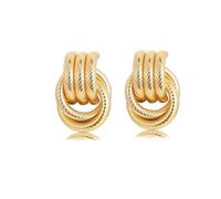 Ticome Orecchini pendenti in oro grosso, orecchini pendenti geometrici dorati, stile francese vintage, in metallo, alla moda, con nodo alla moda, gioielli alla moda