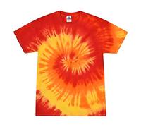 TICTEX Maglietta unisex batik by Colortone - magliette colorate per uomo e donna - Tie-Dye - abbigliamento hippie - maglietta neon in cotone S M L XL XXL 3XL 4XL 5XL, Fuoco , L
