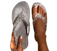 ticticlily Sandali da Donna con Piatto Estivi Piatto Peep Toe Infradito Tempo Libero Vintage Roma Sandali da Spiaggia A Argento 39 EU