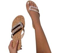 ticticlily Sandali da Donna con Piatto Estivi Piatto Peep Toe Infradito Tempo Libero Vintage Roma Sandali da Spiaggia B Cachi 36 EU