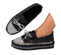 ticticlily Sneaker Donna Glitter Bassa Senza Lacci Slip On Loafer P Nero 37 EU