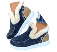 ticticlily Stivali Donna Invernali Foderate in Peluche Stivaletti da Neve con Imbottitura Calda Scarpe da Passeggio Slip on Sneakers A Blu 41 EU