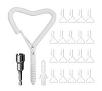 Ticway 20 ganci a vite con fibbia di sicurezza, ganci per luci esterne, ganci da parete per appendere piante, tazze, campanelli a vento, vasi da fiori (Cardioid Type-White)