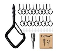 Ticway 20 ganci a vite in acciaio inox, ganci da avvitare con fusibile, gancio da parete, gancio da soffitto, gancio a vite nero, possono essere utilizzati per piante, vasi di fiori, luci decorative e