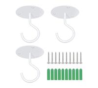 Ticway 3 ganci da soffitto per piante appese, ganci per piante in metallo, per esterni, resistenti, per mangiatoia per uccelli, ganci da parete per piante da interno (bianco)