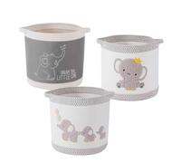 Tidelit Ceste Portaoggetti per Bambini, 3 pezzi Ceste Portaoggetti per Fasciatoio Neonato, Cesta Portabiancheria Bambini Pieghevole, Giraffe, Elefant, Gelb, Spielzeugtruhe (graues Set)