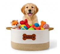 Tidelit Grande cestino per giocattoli per cani, in corda di cotone intrecciata, con manico, per giocattoli da masticare, coperte, guinzagli, per tutti gli animali domestici, da cuccioli a grandi