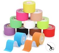 TIDEVAN 12 Rotoli Nastro Kinesiologico Sportivo Kinesio Taping 5m x 5cm Kinesio Tape, con Forbici Professionali Impermeabile per Ginocchio,Spalla e Gomito,Impermeabil, Traspiranti, Misto Colori