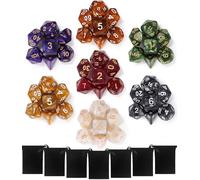 TIDEVAN 49 Pezzi Set di Dadi Poliedrici Set di Dadi da Giochi di Ruolo | 49 Pezzi Dadi da Tavolo in Poliedrico, Dungeons e Dragons, con 7 Borse di Velluto Nero per DND RPG MTG D4 D8 D10 D12 D20