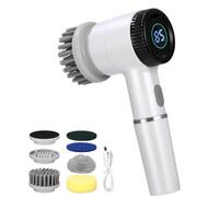 TIDEVAN 5 in 1 Spazzola Elettrica Rotante Scrubber Elettrico Senza Fili Spazzola Elettrica Spin Scrubber con 5 Testine Sostituibili, 3 Velocità, Display a LED, per Bagno/Cucina/Parete/Piastrelle