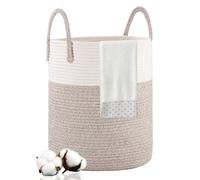 TIDEVAN Cesto Portabiancheria Sporca Intrecciato in Cotone,38L Cesta Portabiancheria in Corda di Cotone con Manico Cesta Panni Sporchi Pieghevole per Lavanderia Bambini Bagno per Libri Coperte Cuscini