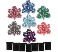 TIDEVAN Dadi Poliedrici 49 Pezzi Set di Dadi Poliedrici Dadi da Tavolo in Poliedrico Dungeons And Dragons Set di Dadi da Giochi di Ruolo con 7 Sacchetti per DND RPG MTG D4 D8 D10 D12 D20(Lucentezza)