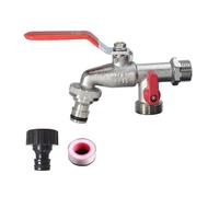 Tidevib Connettore per tubo da giardino in rame con ingresso e due uscite per irrigazione esterna, include raccordo in plastica nera e nastro grezzo