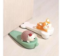 Tidevib Fermaporta a cuneo di sicurezza per protezione, figura in silicone con base antiscivolo, fondo in peluche per protezione, 13,5 cm