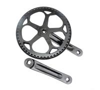 Tidevib Guarnitura per bicicletta a velocità singola, 52 denti, 165 mm, foro quadrato, in lega, guarnitura con protezione per catena, per bici elettriche da strada, mountain bike, colore nero