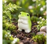 Tidevib Incantevole set di mini statuette a forma di rana, per statue da giardino in resina per giardini fatati e terrari, ornamenti verdi vivaci per decorare la casa