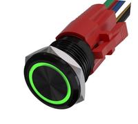 Tidevib Interruttore a pulsante momentaneo in metallo, 22 mm, 12 V, 5 A, con luce a LED e grado di protezione IP67, auto-reset on/off, per moto e uso industriale