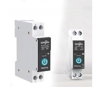 Tidevib Interruttore automatico 1P Din Rail Switch con misuratore di potenza, corrente nominale 10-63A, per Zigbee 2.4GHz, per telecomando Tuya Life App, 90V-240V, N Pole Pass-through