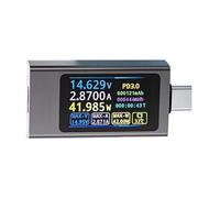 Tidevib KWS-X1 - Tester amperometro voltmetro USB-C di tipo C per rilevamento rapido della carica, 4-30 V 12 A con compatibilità PD QC30/40 e display IPS