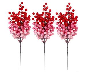 Tidevib Rami artificiali di bacche rosse, 40 cm, confezione da 3, pianta rampicante finta per decorazione della casa per vacanze, decorazione per il caminetto di San Valentino (A)