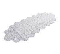 Tidevib Runner da tavola vintage in pizzo di cotone fatto a mano con motivo floreale scavato fuori copertura per tavolo da pranzo stile fattoria runner decorativo per casa cucina (bianco)