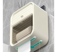 Tidevib Scatola porta fazzoletti a parete a doppio strato, con cassetto, organizer portatile in plastica, per bagno e cucina, 18,5 x 13,5 x 23 cm, bianco