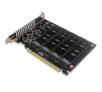 Tidevib Scheda adattatore M2 NVMe a PCIe X16 per 4 SSD, controller di espansione PCIe 30/40 con indicatori LED, per schede madri che supportano la biforcazione PCIe