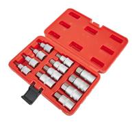 Tidevib Set di 12 chiavi a bussola esagonali da 1/2", a prova di manomissione, H5 fino a H22, in acciaio al cromo-vanadio, rosso e argento