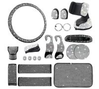 Tidevib Set di 21 accessori per interni auto, con coprivolante, supporto per telefono e sottobicchiere con strass, decorazione per interni dell'auto