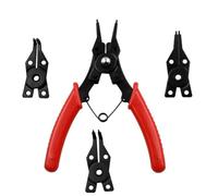 Tidevib Set di pinze 4 in 1 per anelli elastici con chiusura a scatto, in acciaio al carbonio, per montaggio e rimozione molle, colore: rosso e nero