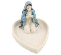 Tidevib Statuetta in resina con porta rosario della Vergine Maria, 15 x 15 cm, elegante statua della Madonna per devozione religiosa, scrivania, mensola o altare decorazione domestica (donna)