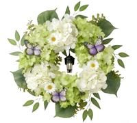Tidgel Ghirlanda in e Plastica 45cm Ghirlanda in e Plastica 45cm Ghirlanda | Design con ortensie e farfalle, estetica floreale incantevole, per ideale per primavera, 45cm diametro