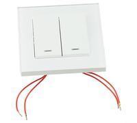 Tidgel Interruttore a parete a doppio comando in vetro temperato, 82 x 82 mm, con indicatore fosforescente (bianco)