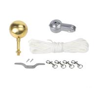 Tidgel Kit asta bandiera in alluminio con sfera dorata da 3 pollici e | Include sezione pennone, sistema di puleggia in nylon, corda da 15,2 m, soluzione di riparazione completa
