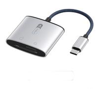 Tidgel Lettore di schede USB-C, adattatore SD/TF da 5 Gbps con ricarica PD da 60 W, in alluminio per hub OTG per iPhone 15 Pro Max per iPad per MacBook Trasferimento dati da viaggio aereo Deep Space