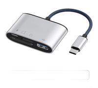 Tidgel Lettore di schede USB-C, adattatore SD/TF da 5 Gbps con ricarica PD da 60 W, in alluminio per hub OTG per iPhone 15 Pro Max per iPad per MacBook Trasferimento dati da viaggio aereo Deep Space