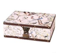 Tidgel Scatola portaoggetti in pelle retrò con serratura, organizer in legno per gioielli e documenti, custodia decorativa in stile cinese per casa e ufficio (C 27 x 22 x 9,5)