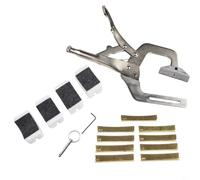 Tidgel Strumento portatile per tastiera con 9 inserti per raggio, regolabile in acciaio per la riparazione di liutai, include 4 supporti per il collo (pressione dei tasti con 9 inserti per raggio)