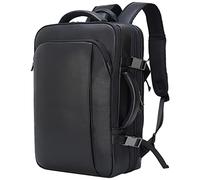 TIDING Zaino Uomo Cuoio Laptop 15,6 Pollici Tasca Portatile Grande Espandibile 36L Reisebackpack für Business Lavoro Viaggi Zaino in Cuoio, Nero