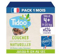 Tidoo - Pannolini taglia 4+ 9-20 kg - Pannolini per bambini ecologici e durevoli - Cura usa e getta con composizione naturale - Rispettoso dell'ambiente e della pelle sensibile - Set di 3 x 42