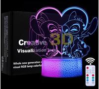TIDRT Stitch Lampada-Acrylic 3d Led Luce Notturna 16 Colori Tocco Con Telecomando,Luci Decorative Per La Stanza Dei Bambini,Regali Di Compleanno E Natale