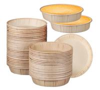 TIDTALEO 100 Pezzi Teglie per Crostate Rotonde in Carta Beige, Teglie per Muffin Resistenti All’olio e Alte Temperature, Coppette per Quiche Piccole per Forno e Microonde, Adatte a Cucina,