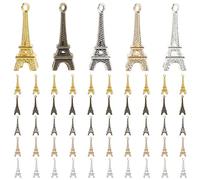 TIDTALEO 60 Pezzi Accessori Gioielli in Lega di Zinco Mini Pendenti Torre Eiffel Retro per Portachiavi e Bracciale per Feste e DIY Colore Casuale