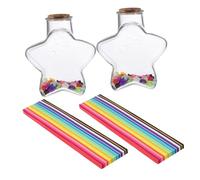 TIDTALEO Barattoli dei Desideri Trasparenti in Plastica, Set da 2 Bottiglie Miniatura con Carta Origami Colorata, Contenitori Decorativi per Regali e Decorazione Camera Ragazze