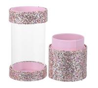 TIDTALEO Contenitore per Pennelli da Trucco in Acrilico Rosa Due Scomparti, Elegante Organizer Portatile per Pennelli Make Up Professionali On The Go