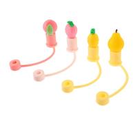 TIDTALEO Coperture per Punte di Cannuccia in Silicone Riutilizzabili 4pezzi Design Frutta, Leggere e Protettive Contro Polvere, per Vacanze Estive