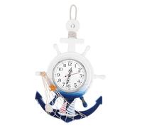 TIDTALEO Orologio da Parete in Legno e Plastica Ancora e Timone in Stile Costiero Orologio da Muro Nautico Decorazione Creativa per Casa e Soggiorno