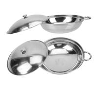 TIDTALEO Pentola in Acciaio Inossidabile 2 Pezzi Doppia Maniglia, Risparmio Energetico e Sicura, per Hot Pot Piccante e Pentola Secca in Cucina