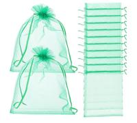 TIDTALEO Sacchetti di Rete Protettivi per Frutta 50 Pezzi 15x20 Cm Verdi Coulisse, Sacco Barriera da Giardino Anti-Insetti per Piante, Verdura e Coltivazione, Traspiranti e Resistenti